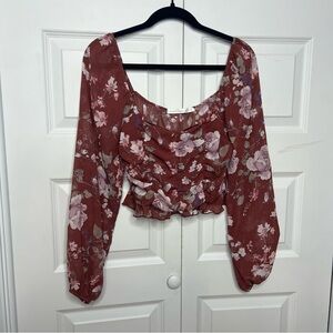 Alter’d State Floral Cropped Peasant Top | Medium